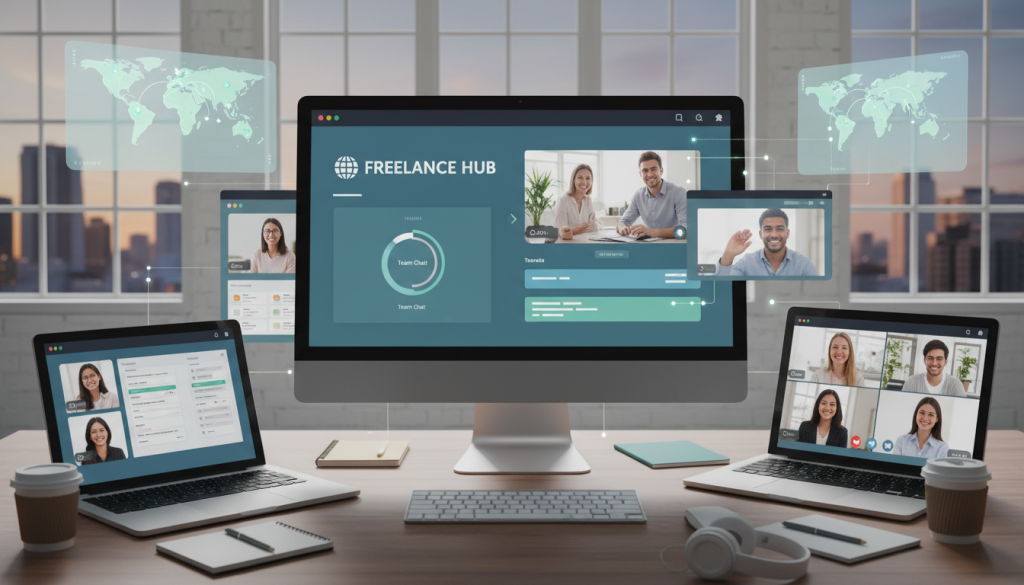 Générer une image représentant une plateforme de portage salarial en ligne Générer une image représentant une plateforme de portage salarial en ligne