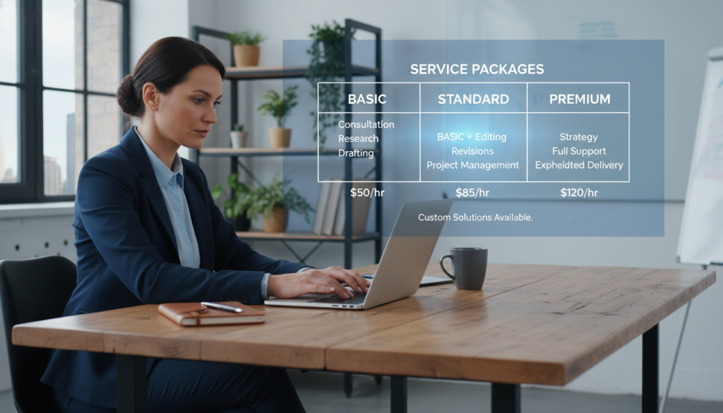 Image generation prompt for Jump: a freelance working on a laptop with a transparent pricing table in the background Image generation prompt for Jump: a freelance working on a laptop with a transparent pricing table in the background