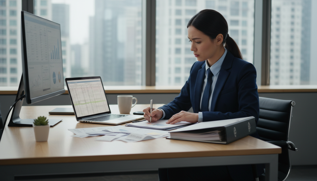 Image of a professional managing expenses Image of a professional managing expenses